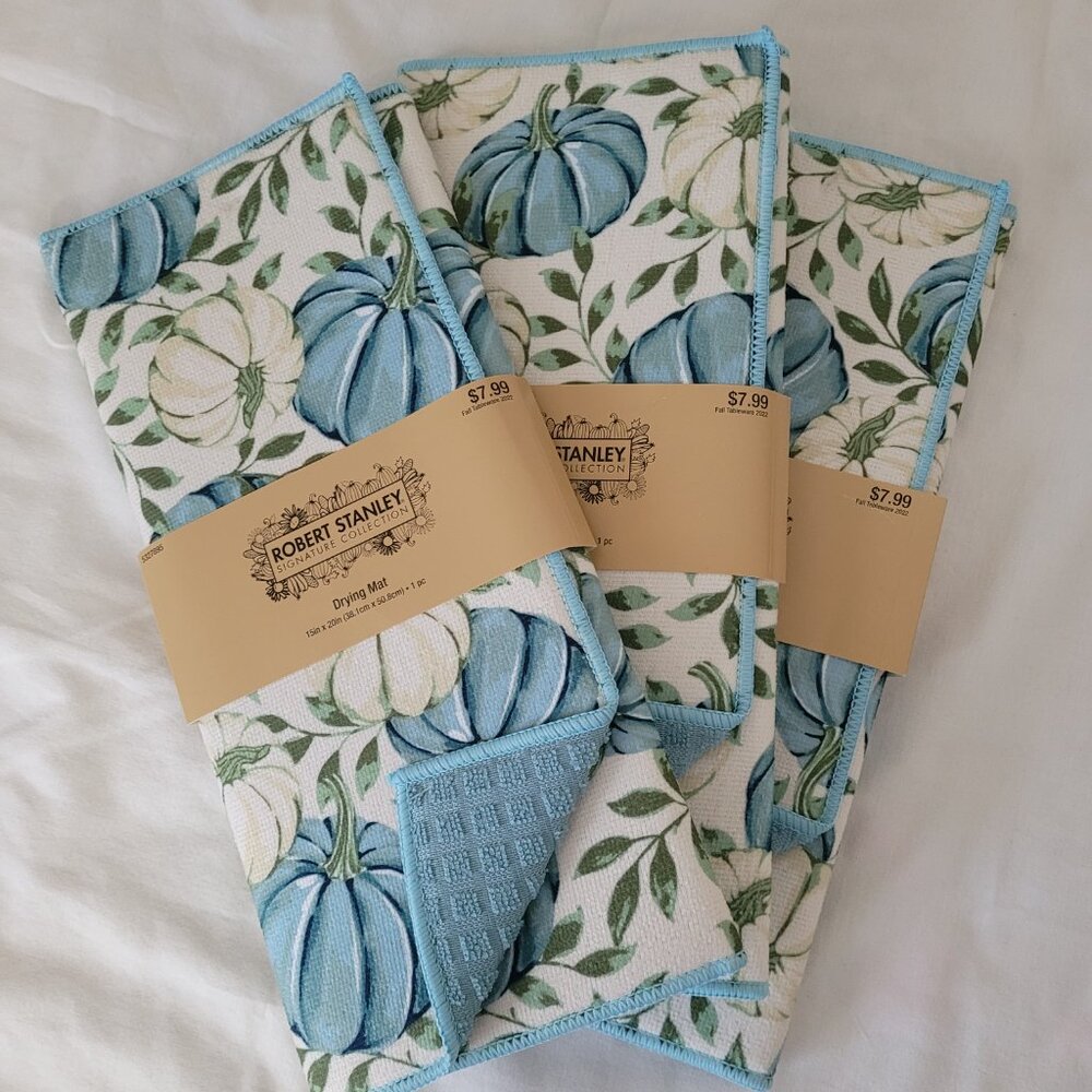 Blue Pumpkins Fall Dish Mats (3 mats) Robert Stanley  NWT